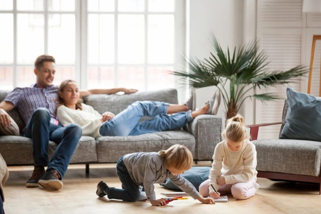 Family comfortable at home